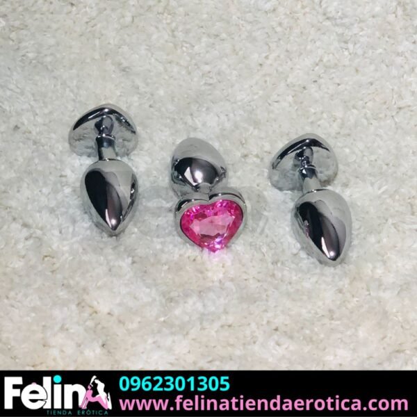 Plug Anal Metalico Zafiro Rosado - Felina Sex Shop Tienda Erotica Ecuador