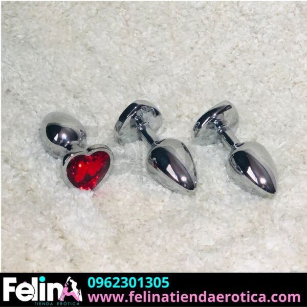 Plug Anal Metalico Zafiro Rojo - Felina Sex Shop Tienda Erotica Ecuador